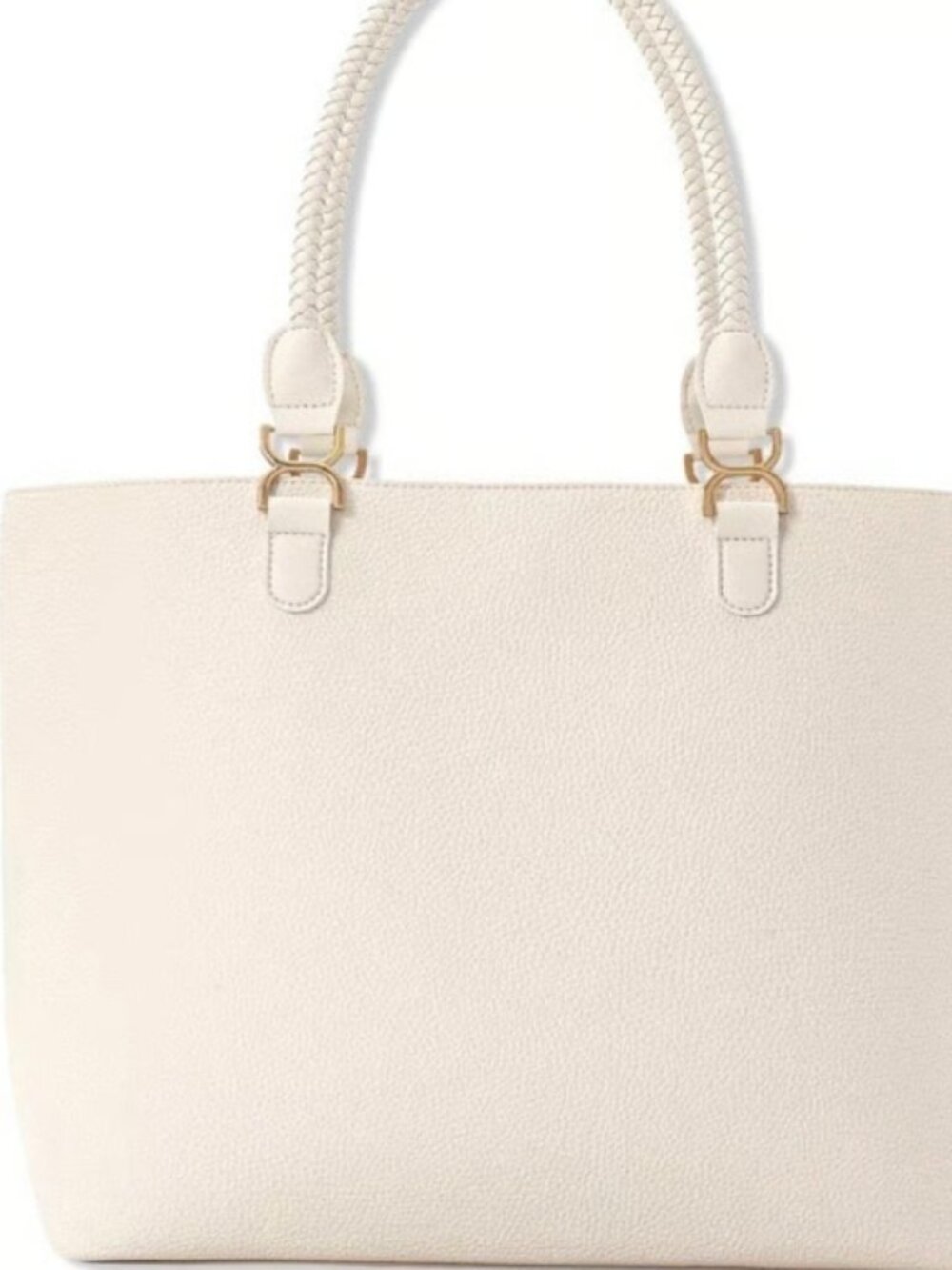 Ulta beauty ivory cream purse tote bag braided handle NWT